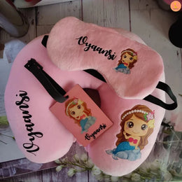 Travel Buddy – Neck pillow | Eye mask | Luggage tag – Mermaid theme set