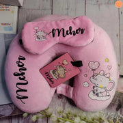 🔍 Travel Buddy – Neck pillow | Eye mask | Luggage tag – Elephant theme set