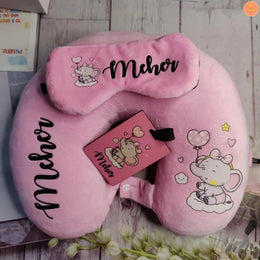 🔍 Travel Buddy – Neck pillow | Eye mask | Luggage tag – Elephant theme set